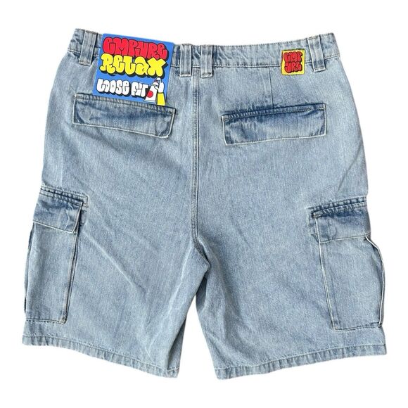 Empyre Relaxed Loose Fit Men’s Light Denim Shorts Size 36 Pouch Pockets - Picture 1 of 9